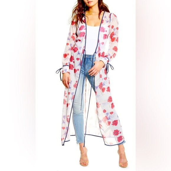 NWT Endless Rose Revolve Poppy Duster/Swim Coverup with Front Tie, Size XS - Picture 1 of 16